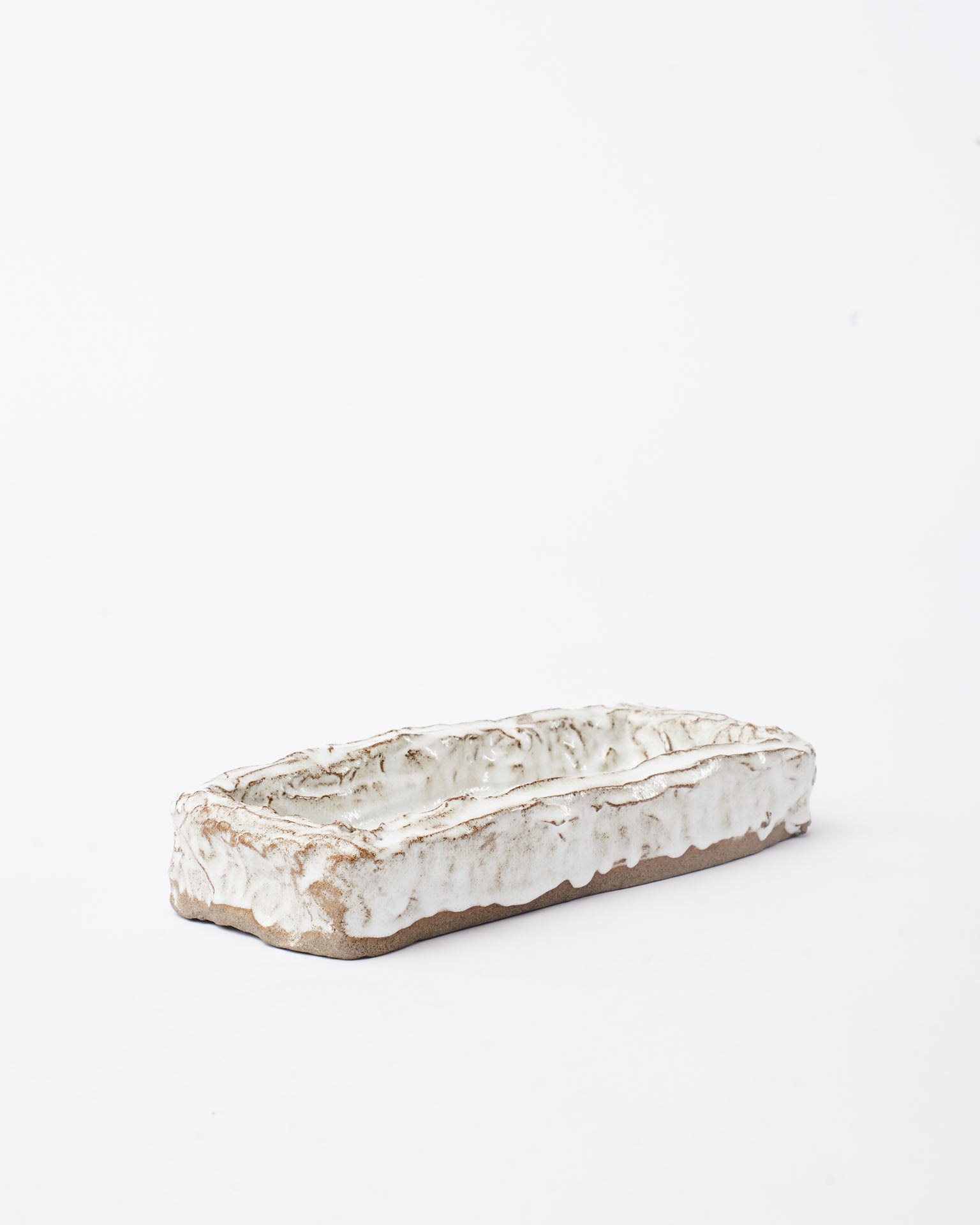 Handmade ceramic organizer object white front position in white background