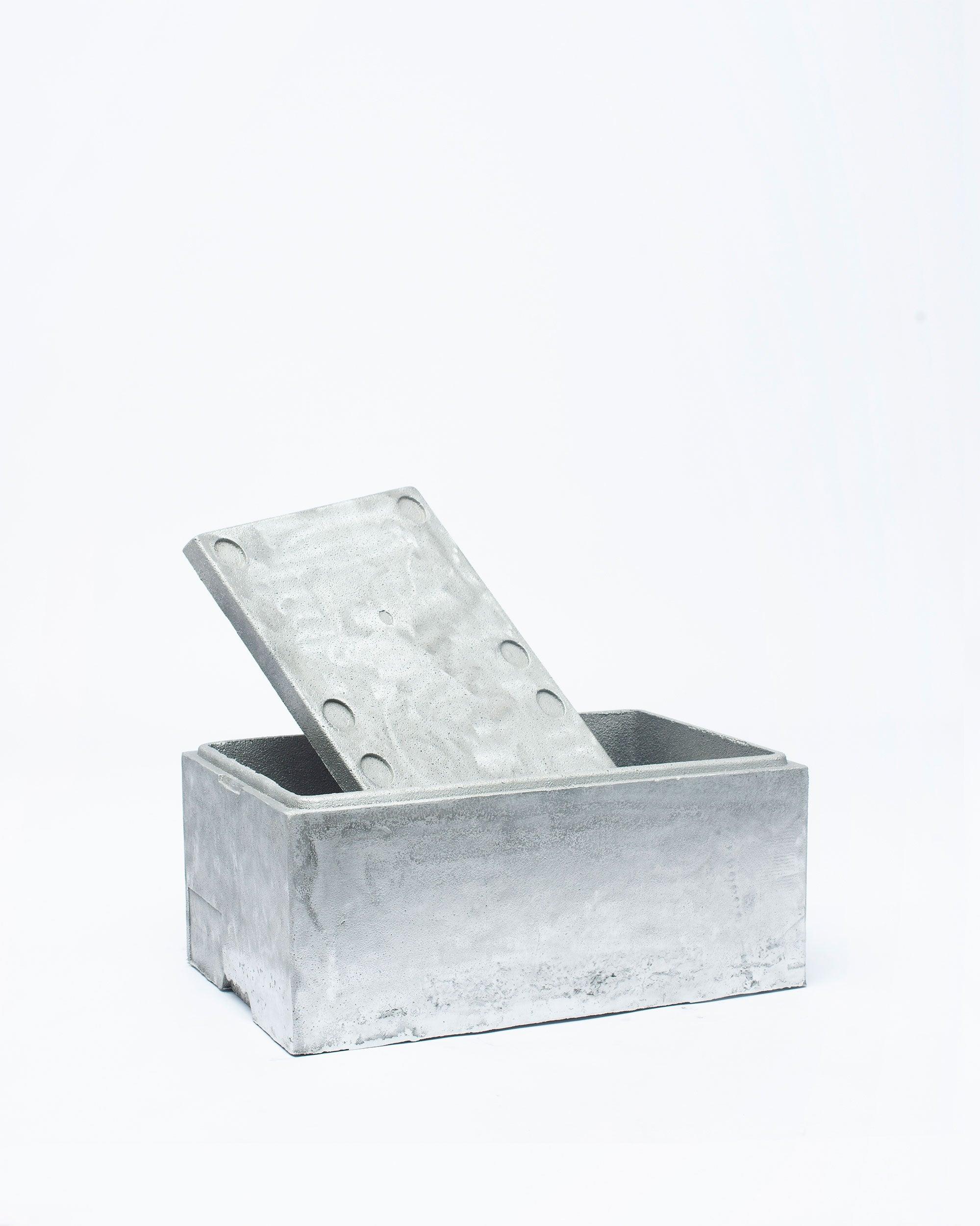 Handmade fish box with lid vertically in white background