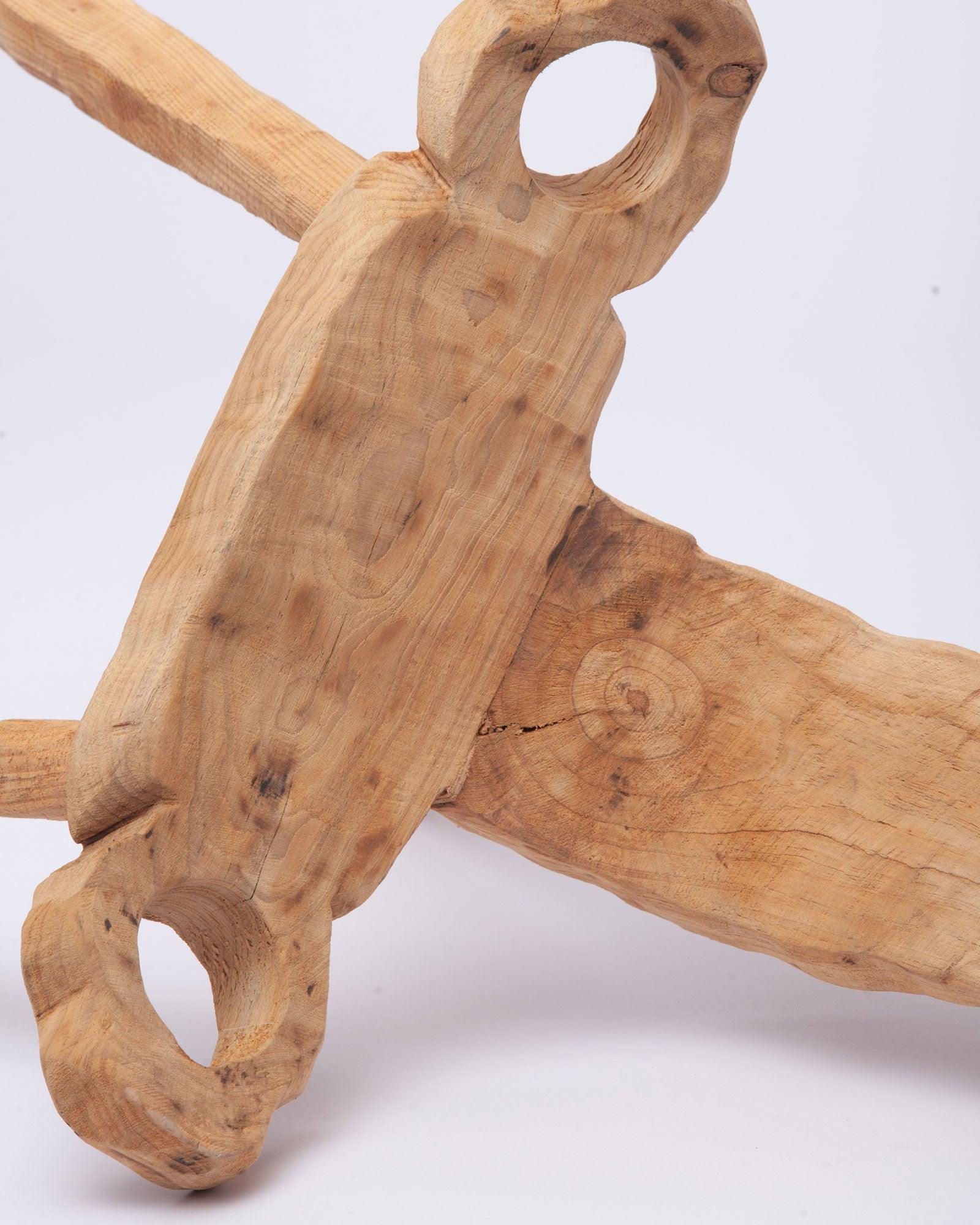 Visualization of hand-carved wooden in white background