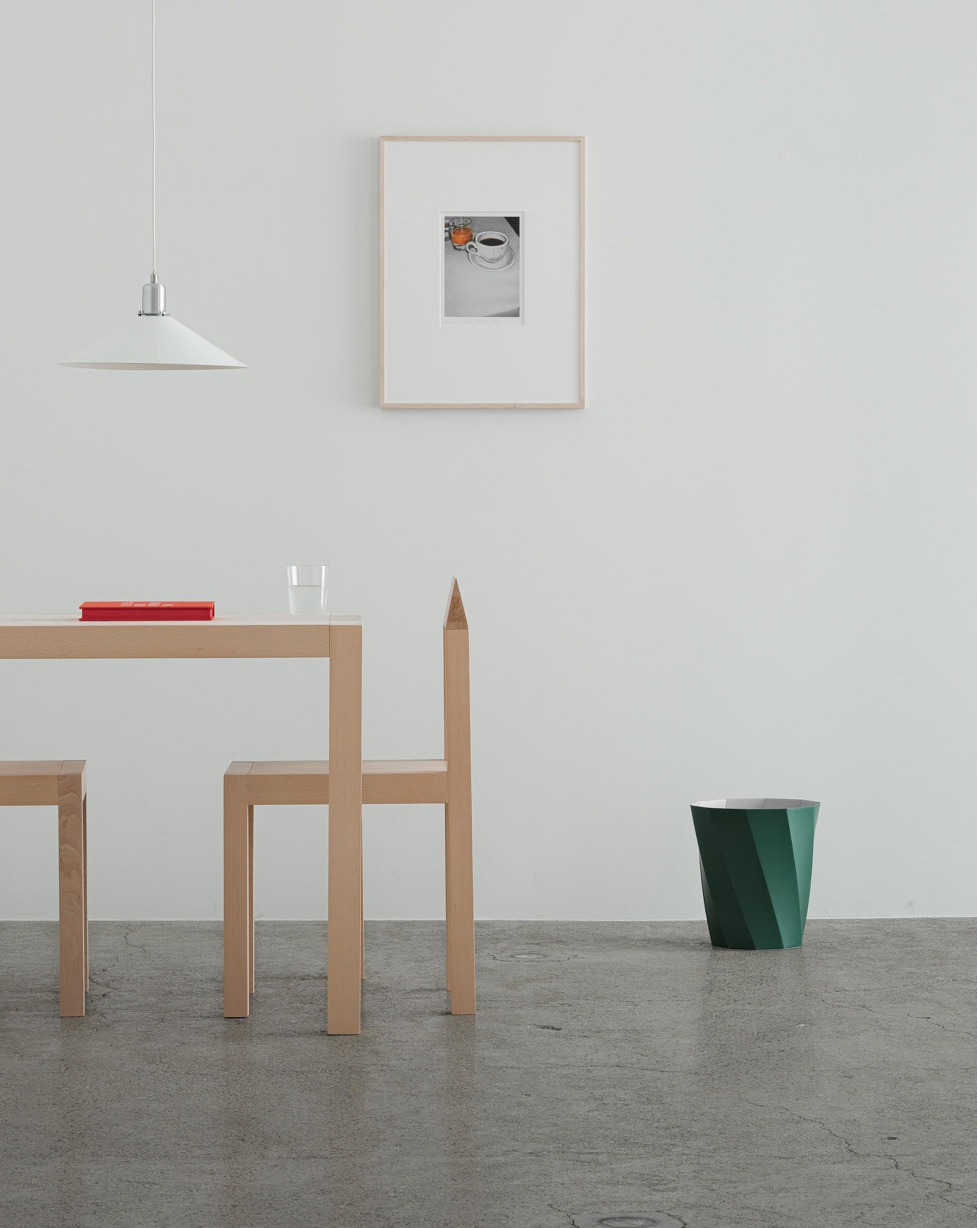 Modern Design chair on table in white background with handkerchief