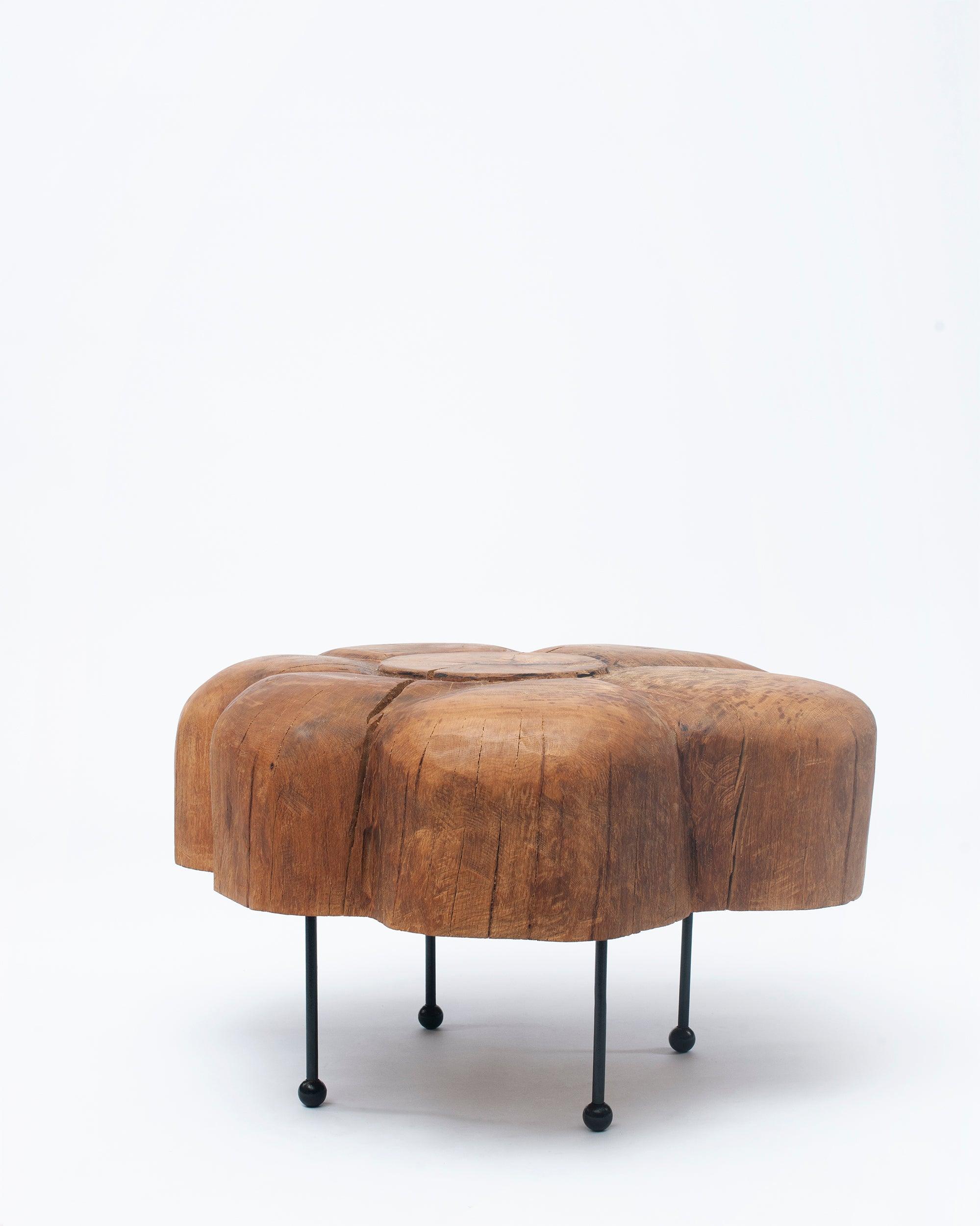 Hand-carved wooden with vileplume design on white background